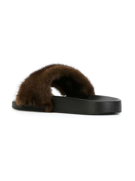 givenchy fur slides reviews|givenchy flat mules.